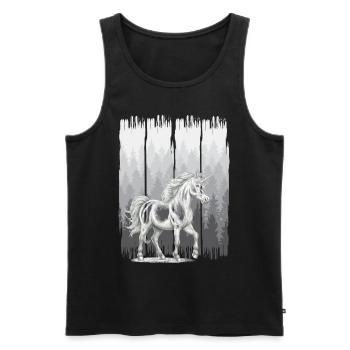 Cheval de forêt Chevaux Licornes Licorne Cheval sauvage - Débardeur bio Premium Homme - noir - Devant - Michal (187cm)