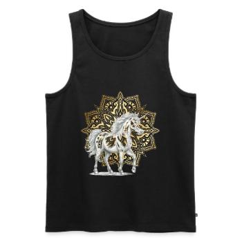 Mandala Licornes Licorne Cheval Chevaux Élégant - Débardeur bio Premium Homme - noir - Devant - Michal (187cm)