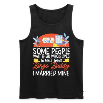 Joueur de bingo mari femme mariage - Débardeur bio Premium Homme - noir - Devant - Michal (187cm)