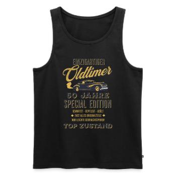 50. Geburtstag Oldtimer TOP ZUSTAND - Männer Premium Bio Tank Top - Schwarz - Vorne - Michal (187cm)