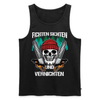 Spruce Sifting Destroying Tree Cutters Lumberjacks - Men's Premium Organic Tank Top - black - Front - AI Model Male 178 light (178cm)