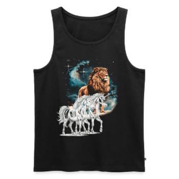 Licornes, Lion, Animaux fantastiques, Lions, Licorne - Débardeur bio Premium Homme - noir - Devant - AI Model Male 178 light (178cm)