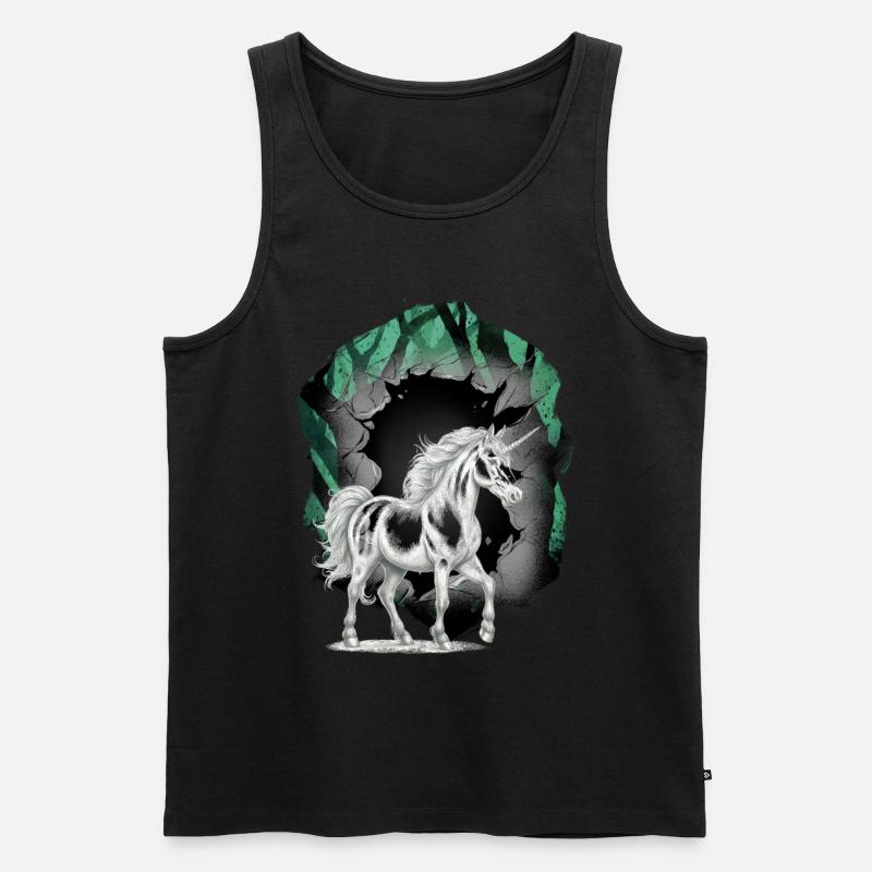 Einhörner Einhorn Fabeltiere Märchenfigur - Männer Premium Bio Tank Top - Schwarz