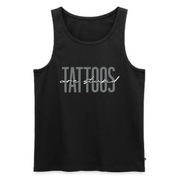 Les tatouages sont stupides drôles anti-tatouage - Débardeur bio Premium Homme - noir - Devant - AI Model Male 178 light (178cm)