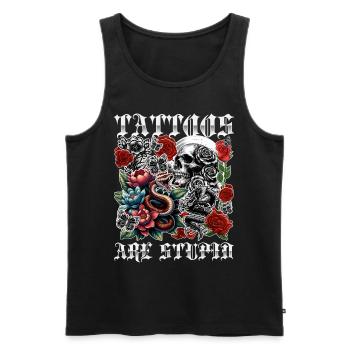 Les tatouages sont stupides drôles anti-tatouage crâne rose - Débardeur bio Premium Homme - noir - Devant - Michal (187cm)