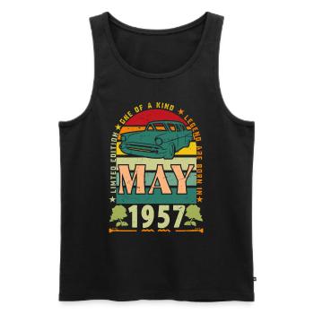 Mai 1957, Mai 1957, Mai 1957. - Männer Premium Bio Tank Top - Schwarz - Vorne - Michal (187cm)