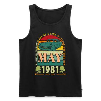Geburtstagsgeschenk Mai 1981, Mai 1981, Mai 1981. - Männer Premium Bio Tank Top - Schwarz - Vorne - AI Model Male 178 light (178cm)