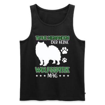 Wolfspitz ne fait pas confiance à Keeshond - Débardeur bio Premium Homme - noir - Devant - AI Model Male 178 light (178cm)