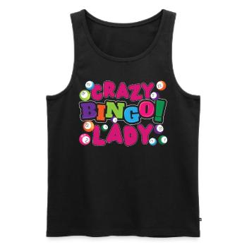 Joueur de bingo Crazy Bingo Lady - Débardeur bio Premium Homme - noir - Devant - Michal (187cm)