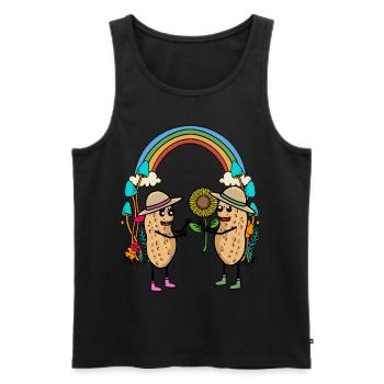 Cacahuète arc-en-ciel amis amitié fleur - Débardeur bio Premium Homme - noir - Devant - Michal (187cm)