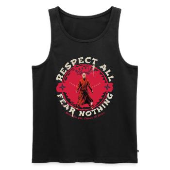 Mysteriöser Ninja-Krieger Respect All für einen - Männer Premium Bio Tank Top - Schwarz - Vorne - Michal (187cm)