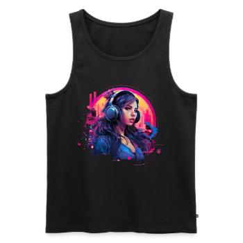 Retro DJ Party Mix für Frauen für einen DJ - Männer Premium Bio Tank Top - Schwarz - Vorne - Michal (187cm)
