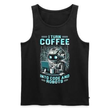 Robotics Engineer Turn Coffee Into Code And Robots - Men's Premium Organic Tank Top - black - Front - AI Model Male 178 light (178cm)