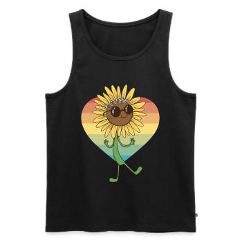 Lunettes de jardin de fleur de tournesol d’été Flora - Débardeur bio Premium Homme - noir - Devant - Michal (187cm)