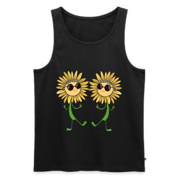 Lunettes de jardin de fleurs de tournesol d’été jardinier - Débardeur bio Premium Homme - noir - Devant - AI Model Male 178 light (178cm)
