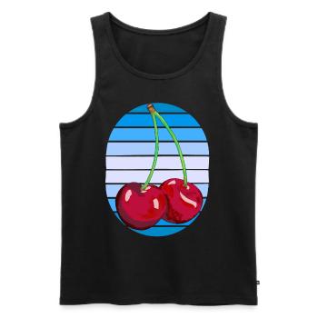 Rockabilly Retro Vintage Kirschen Kirsche Obst - Männer Premium Bio Tank Top - Schwarz - Vorne - Michal (187cm)