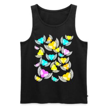 Ailes, coeurs, coeurs, amour, Saint-Valentin, Saint-Valentin - Débardeur bio Premium Homme - noir - Devant - Michal (187cm)