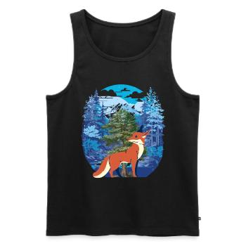 Forêt de renards - Débardeur bio Premium Homme - noir - Devant - AI Model Male 178 light (178cm)