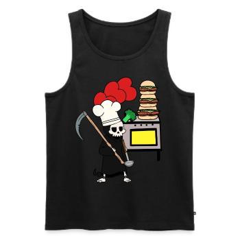 Sensenmann Tod Koch Halloween kochen Sense - Männer Premium Bio Tank Top - Schwarz - Vorne - AI Model Male 178 light (178cm)