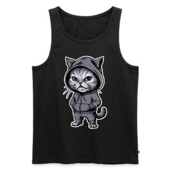 Angry Angry Cat - Men's Premium Organic Tank Top - black - Front - AI Model Male 178 light (178cm)