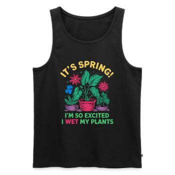 It's Spring I'm So Excited I Wet My Plants - Männer Premium Bio Tank Top - Schwarz - Vorne - Michal (187cm)