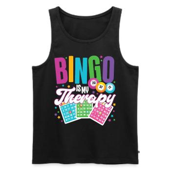 Le bingo est ma thérapie - Débardeur bio Premium Homme - noir - Devant - Michal (187cm)