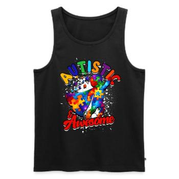 Autistic Autistic Autism Autistic & Awesome - Men's Premium Organic Tank Top - black - Front - AI Model Male 178 light (178cm)