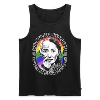 Borderless Genders: LGBTQIA+ Diversity Shirt - Men's Premium Organic Tank Top - black - Front - AI Model Male 178 light (178cm)