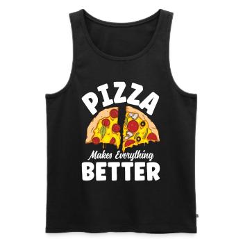 Pizza Makes Everything Better - Männer Premium Bio Tank Top - Schwarz - Vorne - AI Model Male 178 light (178cm)