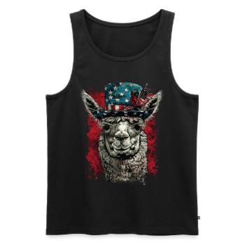 Coole Amerika Llama Sonnenbrille Patriotisch - Männer Premium Bio Tank Top - Schwarz - Vorne - Michal (187cm)
