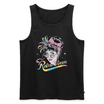 Stylische Retro 1980 Regenbogen-Retro Vixen für - Männer Premium Bio Tank Top - Schwarz - Vorne - AI Model Male 178 light (178cm)