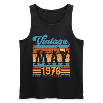 Mai 1976, Cadeau Anniversaire Vintage mai 1976. - Débardeur bio Premium Homme - noir - Devant - Michal (187cm)