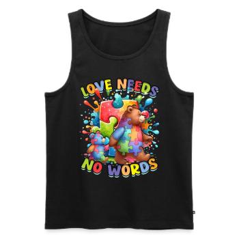 Autistic Autistic Autism Love Needs No Words - Men's Premium Organic Tank Top - black - Front - Michal (187cm)