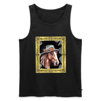 Tête de cheval Cheval Jument Ross Gaule - Débardeur bio Premium Homme - noir - Devant - AI Model Male 178 light (178cm)