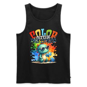 Autistic Autistic Autism Color outside the lines - Men's Premium Organic Tank Top - black - Front - Michal (187cm)
