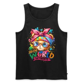 Autist Autismus See the world differently - Männer Premium Bio Tank Top - Schwarz - Vorne - Michal (187cm)