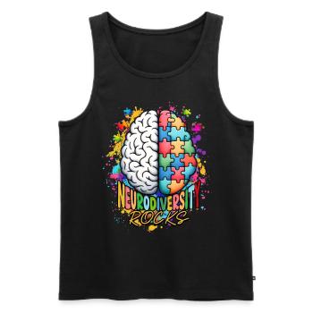 Autistic Autistic Autism Neurodiversity rocks - Men's Premium Organic Tank Top - black - Front - Michal (187cm)