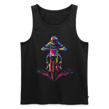 Dirt Bike Motocross Dirt Biking Biker Pop Art - Men's Premium Organic Tank Top - black - Front - AI Model Male 178 light (178cm)