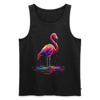 Flamingo Pop Art - Men's Premium Organic Tank Top - black - Front - AI Model Male 178 light (178cm)