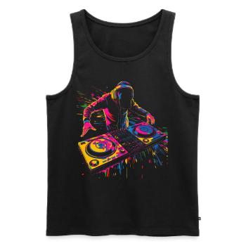 Dj Disc Jockey Turntable Pop Art - Men's Premium Organic Tank Top - black - Front - AI Model Male 178 light (178cm)