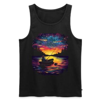 Fishing Fisherman Fisherman Pop Art - Men's Premium Organic Tank Top - black - Front - AI Model Male 178 light (178cm)