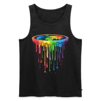 Flat Earth Conspiracy Theory Pop Art - Men's Premium Organic Tank Top - black - Front - AI Model Male 178 light (178cm)