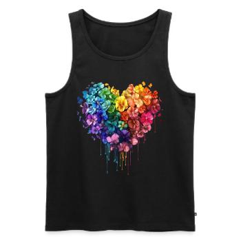 Florist Flower Heart Gardener Pop Art - Men's Premium Organic Tank Top - black - Front - AI Model Male 178 light (178cm)