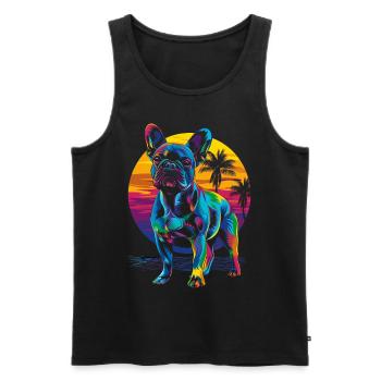 Französische Bulldogge Frenchie Hund Strand Sonnen - Männer Premium Bio Tank Top - Schwarz - Vorne - AI Model Male 178 light (178cm)