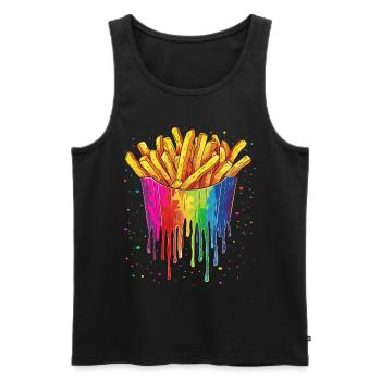 French Fries Potato Pop Art - Men's Premium Organic Tank Top - black - Front - AI Model Male 178 light (178cm)