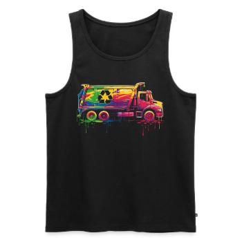 Garbage Trucker Recycling Garbage Truck Pop Art - Men's Premium Organic Tank Top - black - Front - AI Model Male 178 light (178cm)