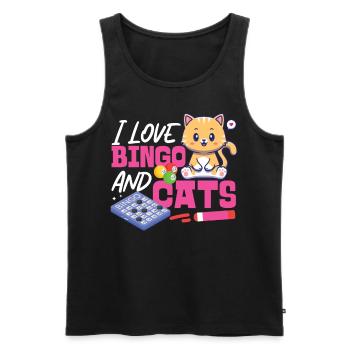 Bingo Player Cat I Love Bingo And - Männer Premium Bio Tank Top - Schwarz - Vorne - Michal (187cm)
