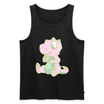 Enfant Dinoe Dinosaure Dragon Enfants Cookies - Débardeur bio Premium Homme - noir - Devant - AI Model Male 178 light (178cm)