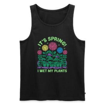It's Spring I'm So Excited I Wet My Plants - Männer Premium Bio Tank Top - Schwarz - Vorne - Michal (187cm)