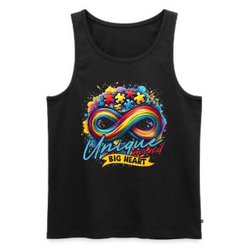 Autistic Autistic Autism Unique mind, big heart - Men's Premium Organic Tank Top - black - Front - Michal (187cm)
